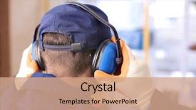  Presentation with hearing loss - Audience pleasing PPT theme consisting of loss prevention - male worker with hearing protectors backdrop and a coral colored foreground