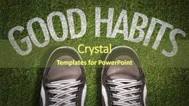  Presentation with sneakers - Presentation with loss prevention - top view of sneakers background and a tawny brown colored foreground