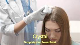  Presentation with loss prevention - Presentation theme featuring loss prevention - woman visiting dermatologist at clinic background and a tawny brown colored foreground