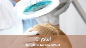  Presentation with loss prevention - PPT layouts with loss prevention - woman visiting dermatologist at clinic background and a coral colored foreground