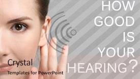  Presentation with hearing loss - Beautiful presentation featuring loss prevention - young woman and question how backdrop and a coral colored foreground