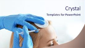  Presentation with real woman hair texture human - Slides with loss prevention - young woman with hair problem background and a sky blue colored foreground