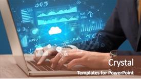  Presentation with laptop - Presentation theme consisting of loss profit - businessman hand typing on laptop background and a tawny brown colored foreground