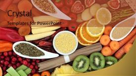  Presentation with food grains - Audience pleasing presentation theme consisting of loss with vegetables fruit grains backdrop and a red colored foreground