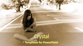  Presentation with lost - Presentation theme consisting of lost beautiful girl in the middle of the road background and a coral colored foreground