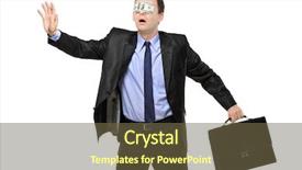  Presentation with lost people - Cool new PPT theme with lost blindfold businessman backdrop and a tawny brown colored foreground