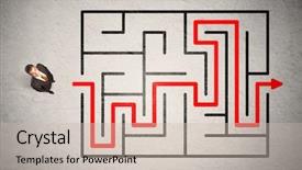  Presentation with lost in the maze - Colorful presentation design enhanced with lost businessman found the way backdrop and a soft green colored foreground