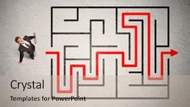  Presentation with lost in the maze - Cool new PPT theme with lost businessman found the way backdrop and a soft green colored foreground