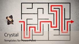  Presentation with lost in the maze - Colorful PPT layouts enhanced with lost businessman found the way backdrop and a soft green colored foreground