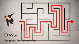  Presentation with lost in the maze - Audience pleasing presentation design consisting of lost businessman found the way backdrop and a  colored foreground