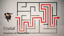  Presentation with lost in the maze - Theme consisting of lost businessman found the way background and a  colored foreground