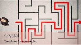  Presentation with lost in the maze - Slide deck consisting of lost businessman found the way background and a  colored foreground
