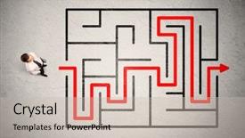  Presentation with lost in the maze - Presentation design consisting of lost businessman found the way background and a  colored foreground