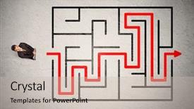  Presentation with maze - PPT theme enhanced with lost businessman found the way background and a  colored foreground