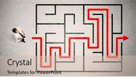  Presentation with maze - PPT theme featuring lost businessman found the way background and a soft green colored foreground