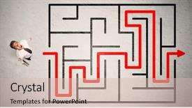  Presentation with lost - Slide set consisting of lost businessman found the way background and a  colored foreground