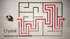  Presentation with lost in the maze - Cool new theme with lost businessman found the way backdrop and a soft green colored foreground