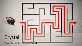  Presentation with lost in the maze - Colorful presentation design enhanced with lost businessman found the way backdrop and a  colored foreground