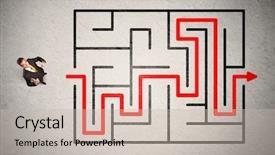  Presentation with lost in the maze - Colorful PPT theme enhanced with lost businessman found the way backdrop and a  colored foreground