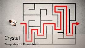  Presentation with maze - PPT theme featuring lost businessman found the way background and a soft green colored foreground