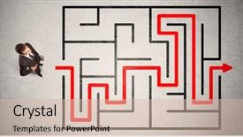  Presentation with lost in the maze - Amazing theme having lost businessman found the way backdrop and a  colored foreground