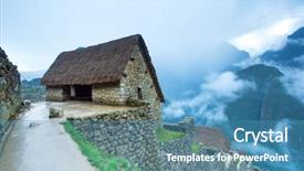  Presentation with heritage - Audience pleasing PPT theme consisting of lost city - machu picchu a unesco world backdrop and a teal colored foreground