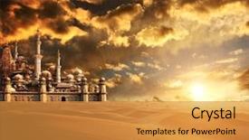  Presentation with lost - Beautiful slide deck featuring lost city in the desert backdrop and a gold colored foreground