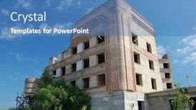  Presentation with chernobyl - Colorful presentation enhanced with lost city near chernobyl area modern ruins ukraine backdrop and a teal colored foreground