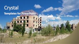  Presentation with chernobyl - PPT theme having lost city near chernobyl area background and a ocean colored foreground