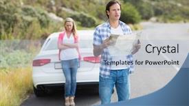  Presentation with road to excellenace - Audience pleasing slides consisting of lost couple at the side backdrop and a light blue colored foreground