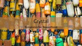  Presentation with lost - Amazing PPT theme having lost fishing marker buoy backdrop and a gold colored foreground