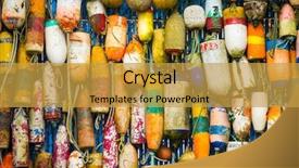  Presentation with lost - PPT theme with lost fishing marker buoy background and a gold colored foreground