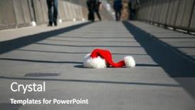  Presentation with pedestrian bridge - Amazing slides having lost found - santa claus hat lays abandoned backdrop and a gray colored foreground