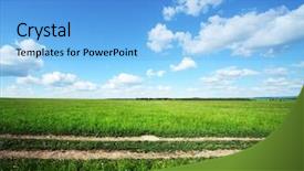  Presentation with rural road - Beautiful presentation theme featuring lost ground - rural road in green meadow backdrop and a light blue colored foreground