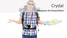  Presentation with lost - Slide set consisting of lost male tourist holding background and a white colored foreground