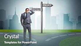  Presentation with choice - Amazing slide deck having lost money - businessman in difficult choice concept backdrop and a gray colored foreground