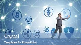  Presentation with lost - Colorful presentation design enhanced with lost money - concept of various cryptocurrencies backdrop and a teal colored foreground