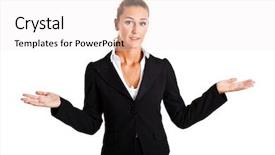  Presentation with white pom pom pom pom - PPT theme enhanced with lost money - sorry businesswoman isolated on white background and a sky blue colored foreground