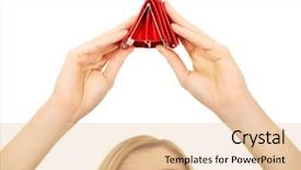  Presentation with unhappy - Slide set enhanced with lost money - unhappy bankrupt woman with empty background and a lemonade colored foreground