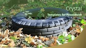  Presentation with tire - Slide deck consisting of lost-old-tire-in-sunny and a tawny brown colored foreground