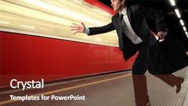  Presentation with business opportunity - Amazing PPT theme having lost opportunity - business man loosing the train backdrop and a tawny brown colored foreground