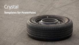  Presentation with wheel - Audience pleasing PPT theme consisting of lost part - wheel of a car left backdrop and a gray colored foreground