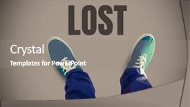  Presentation with lost - Presentation design consisting of lost text and green shoe background and a gray colored foreground