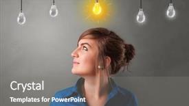  Presentation with new idea innovation - Slide deck having lost time - young student looking for new background and a gray colored foreground