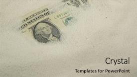  Presentation with third - Presentation theme featuring lost time money - dollar buried in sand left background and a mint green colored foreground