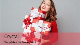  Presentation with man and woman - Cool new presentation theme with red sweater holding many backdrop and a red colored foreground