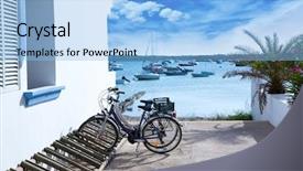  Presentation with parking lot - Cool new PPT theme with lot and white mediterranean house backdrop and a light blue colored foreground