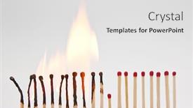  Presentation with stop - Beautiful slide deck featuring lot-of-burnt-matchsticks backdrop and a light gray colored foreground