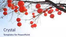  Presentation with lantern chinese - Presentation theme consisting of neat - nail art concept beautiful female background and a light blue colored foreground.