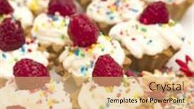  Presentation with chocolate cup cakes - Amazing PPT theme having lot-of-cup-cakes backdrop and a coral colored foreground